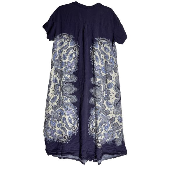 HM Midi Dress Womens Size 8 Purple Floral Button Up Short Sleeve FAIR CONDITION - Picture 2 of 7